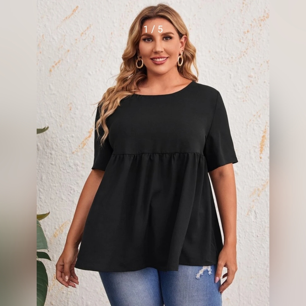 EMERY ROSE Plus Solid Babydoll Top